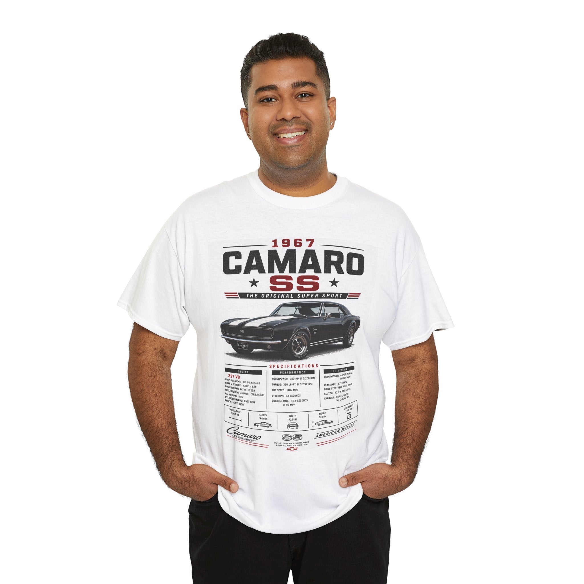 1967 Camaro SS T-Shirt — Classic Muscle Car Tee with Specs